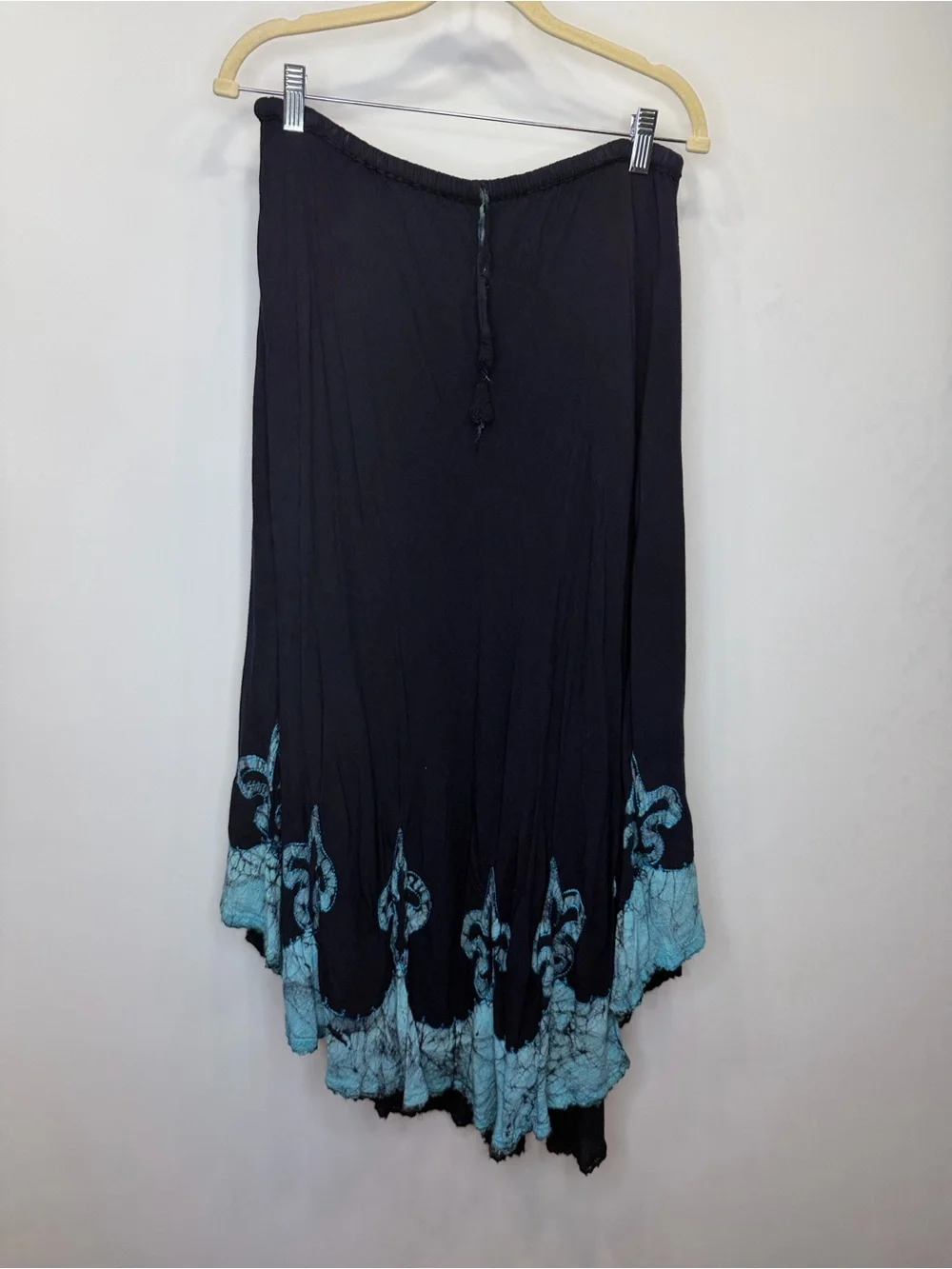 Navy Maxi Skirt with Turquoise Hem Accent